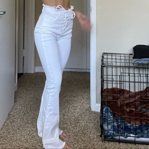 Flare white denim jeans